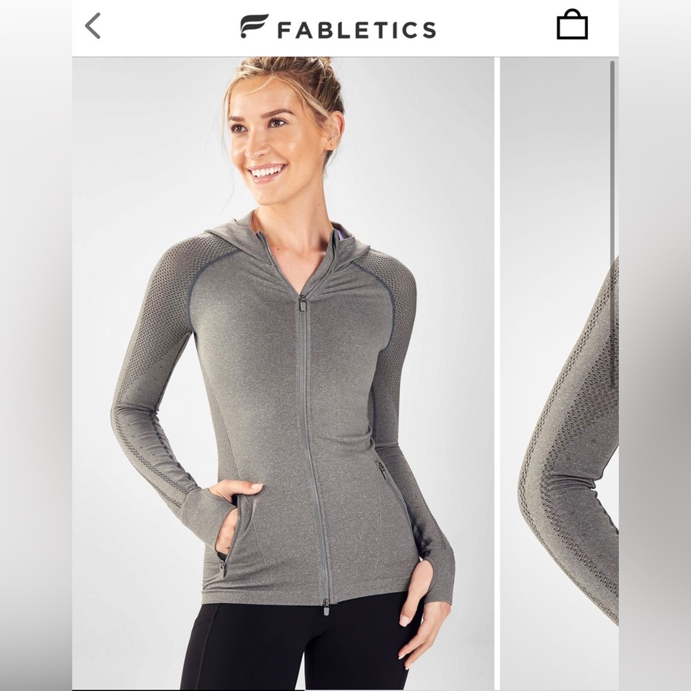 Fabletics Grey athletic jacket hooded.